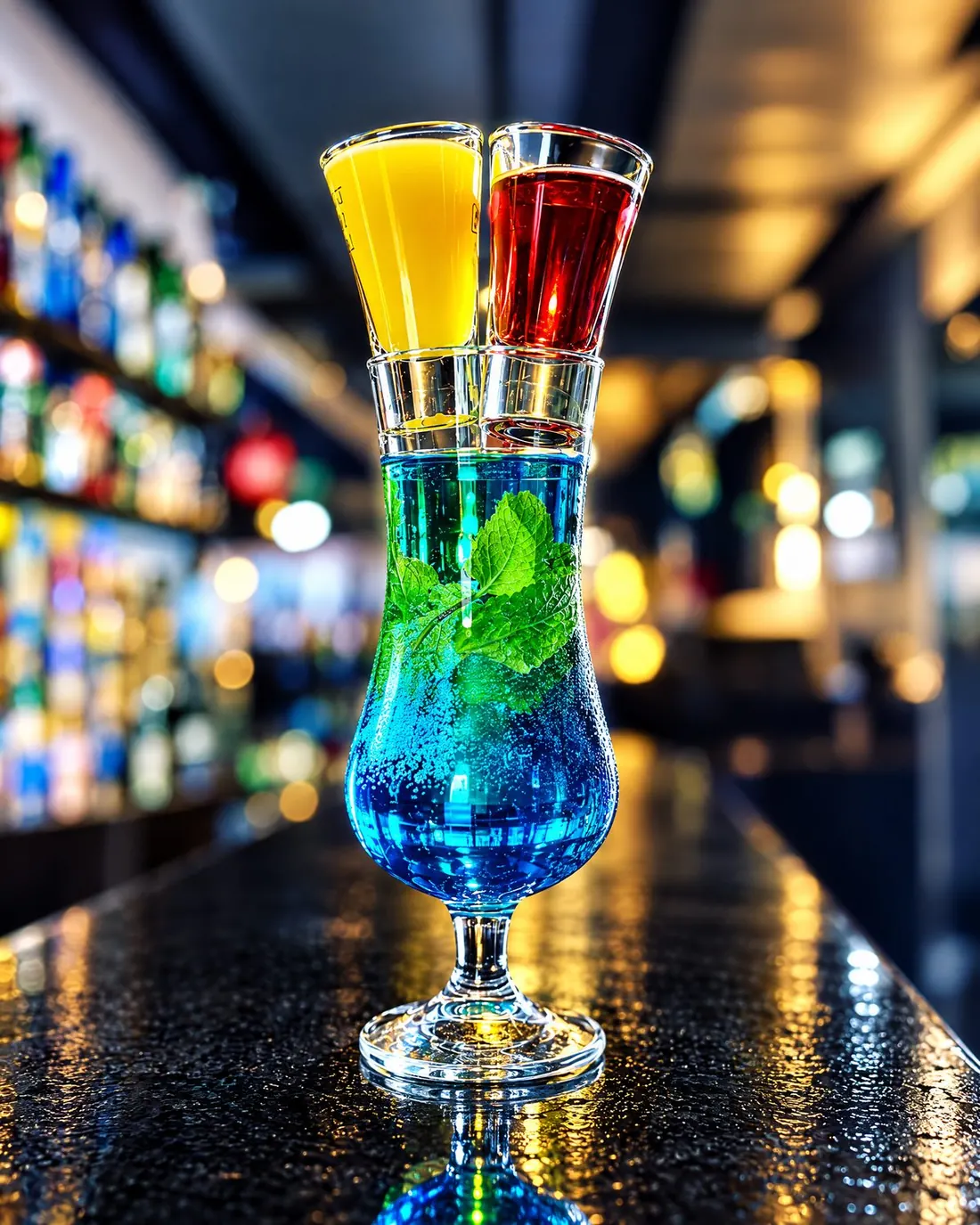 Geschichteter Cocktail an der Bar